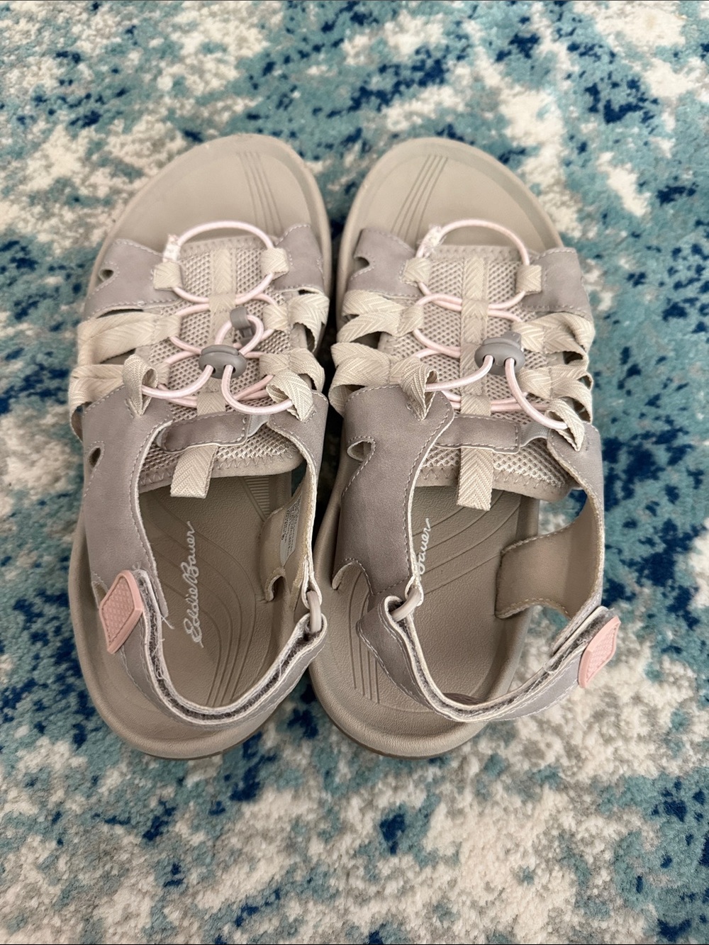 Eddie Bauer Light Gray Sandals with Pale Pink Accents